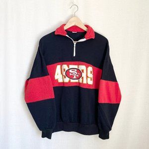 Vintage SF 49ers Quarter Zip Color Block Sweater L